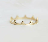 Simple Minimalist Crown Engagement Ring 14k Yellow Gold Finish