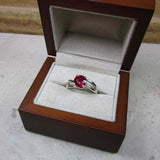 1.5ct Round Pink Ruby Engagement Ring Split Band Solitaire 14k White Gold Finish