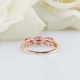 1.5ct Marquise Pink Ruby Wedding Band Trilogy Halo Stackable 14k YellowGold Over