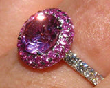 2.2ct Round Cut Pink Sapphire Double Halo Engagement Ring 14k White Gold Finish