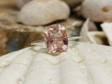 2.5ct Engagement Ring Cushion Cut Peach Morganite Solitaire 14k WhiteGold Finish