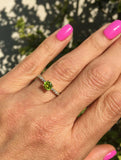 1.2ct Round Cut Green Peridot Solitaire with Accent Ring 14k Yellow Gold Finish