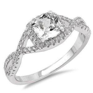 2.5Ct Cushion Cut Diamond Infinity Halo Engagement Ring 14K White Gold Finish