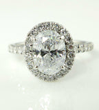 4Ct Oval Cut Diamond Classic Halo Solitaire Engagement Ring 18K White Gold Over