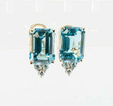 2ct Emerald Blue Aquamarine Elegant Diamond Stud Earrings 14k White Gold Finish