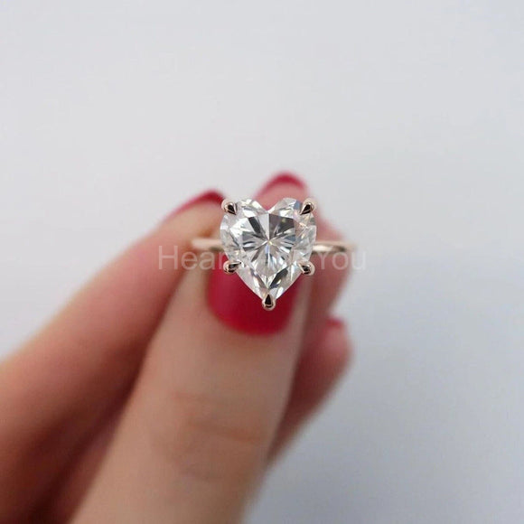 0.5ct Heart Simulated Diamond Solitaire Engagement Ring 14k Yellow Gold Plated