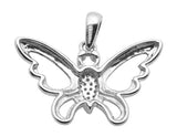 0.2ct Round Cut Diamond Pendant Butterfly Design 14k White Gold Finish NO CHAIN