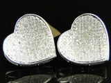 1.5ct Round Cut Diamond Iced Hip Hop Heart Stud Earrings 14k White Gold Finish