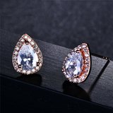 2ct Pear Cut Diamond Halo Pear Shape Design Stud Earrings 14k Rose Gold Finish