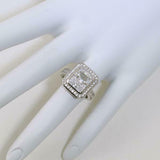 3.45ct Radiant Cut Diamond Engagement Ring Halo Round Accent 14k White Gold Over