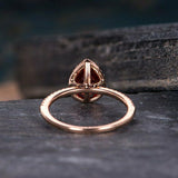 1.2ct Pear Cut Red Garnet Engagement Ring 14k Rose Gold Finish Halo Tear Drop