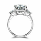 3ct Cushion Diamond Engagement Ring Trillion Accent Trilogy 14k White Gold Over