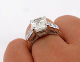 4Ct Emerald Baguette Cut Diamond Solitaire Engagement Ring 18K White Gold Finish