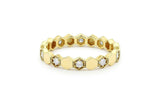 Hexagon Full Eternity Wedding Band 1ct Round Cut Diamond 14k Yellow Gold Finish