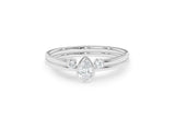 1ct Engagement Ring Pear Cut Diamond Open Band Bridal Set 14k White Gold Finish