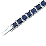 12Ct Princess Cut Blue Sapphire Royal Iced Tennis Bracelet 14K White Gold Finish