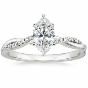 1ct Marquise Cut Diamond Twisted Infinity Engagement Ring 14k White Gold Finish