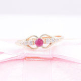 1.2ct Round Cut Pink Ruby Engagement Ring Petite Minimalist 14k Yellow Gold Over