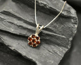 1.6ct Red Garnet Pendant Round Cut Cluster 14k White Gold Finish NO CHAIN