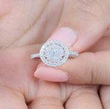 2.3ct Round Cut Diamond Engagement Ring Floral Halo Cluster 14k WhiteGold Finish