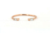 Open Stackable Wedding Band 0.3ct Baguette Cut VVS1 Diamond 14k Rose Gold Finish