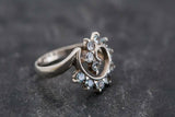 1.5ct Engagement Ring Round Cut Blue Aquamarine Swirl Twist 14k WhiteGold Finish