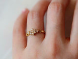 0.75ct Round Cut Diamond Engagement Ring Floral Cluster 14k Yellow Gold Finish