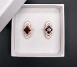 2.3ct Drop Earrings Princess Cut Red Garnet Geometric 14k Rose Gold Finish