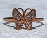 Butterfly Design Engagement Ring 1.2ct Round Cut Diamond 14k Rose Gold Finish