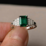 2ct Emerald Cut Green Emerald Promise Wedding Engagement Ring 14k WhiteGold Over