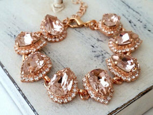 8ct Pear Morganite Unique Elegant Women Gemstone Bracelet 14k Rose Gold Finish