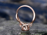 1.5ct Round Cut Peach Morganite Leaf Vine Split Shank Ring 14k Rose Gold Finish