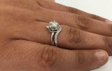 2ct Round Diamond Flower Bridal Wedding Set Engagement Ring 14k White Gold Over