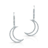 1.5ct Round Cut VVS1D Diamond Moon Crescent Drop Earrings 14k White Gold Finish