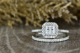 2ct Princess Cut Diamond Engagement Ring 14k White Gold Finish Halo Bridal Set