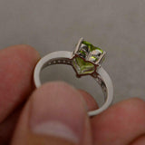 2.5ct Heart Cut Green Peridot Solitaire Women Engagement Ring 14k WhiteGold Over