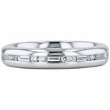 1ct Round Baguette Cut Diamond Stackable Women Eternity Band 14k White Gold Over