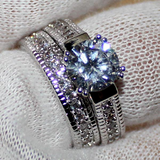 3.5Ct Round Cut Diamond Scaled Bridal Set Engagement Ring 14K White Gold Finish