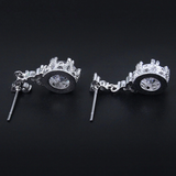 2ct Round Cut VVS1D Diamond Stylish Unique Dangle Earrings 14k White Gold Finish