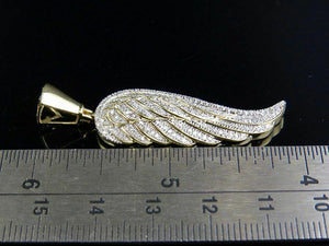 0.75ct Round Cut Diamond Single Angel Wing Pendant 14k Yellow Gold Over NO CHAIN