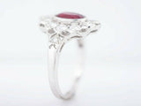 2ct Oval Cut Pink Ruby Engagement Ring Milgrain Art Deco 14k White Gold Finish