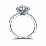 1.6ct Round Cut Diamond Stylish Solitaire with Accent Ring 14k White Gold Finish