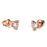 1.6ct Round Cut VVS1D Diamond Cute Cat Design Stud Earrings 14k Rose Gold Finish