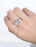 2ct Round Cut Diamond Engagement Ring Trilogy 14k White Gold Over Cluster Accent