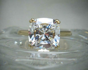 Double Prong Solitaire Engagement Ring 5ct Cushion Diamond 14k Yellow Gold Over