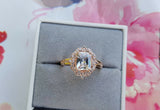 3Ct Radiant Cut Diamond Vintage Halo Art Deco Starburst Ring 14K Rose Gold Over