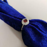 1.7ct Engagement Ring Round Cut Red Garnet Dual Halo 14k White Gold Finish