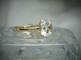 Double Prong Solitaire Engagement Ring 5ct Cushion Diamond 14k Yellow Gold Over