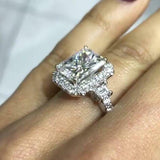 3.5Ct Radiant Cut Diamond Halo Eternity Engagement Ring 14K White Gold Finish