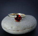 2ct Round Cut Red Garnet 4 Prong Solitaire Engagement Ring 14k YellowGold Finish